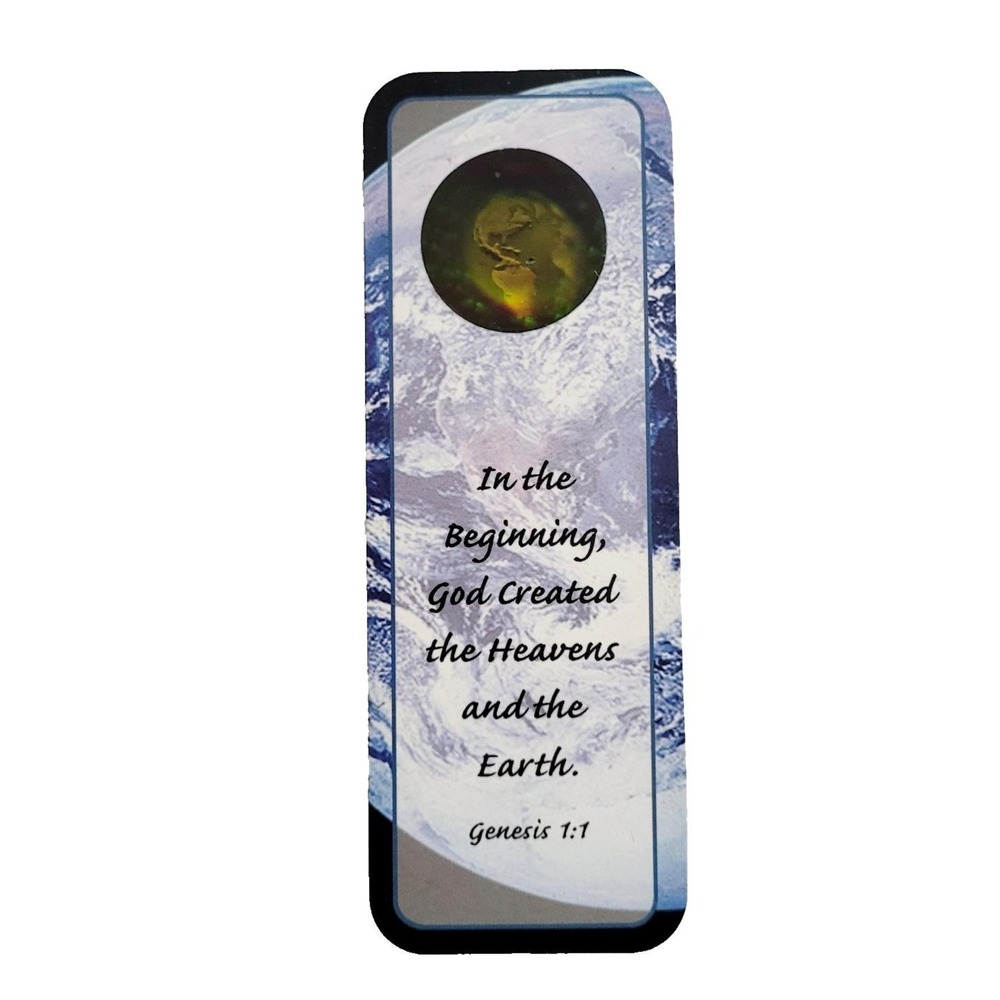 Vintage 90s Holographic Earth Bookmark, Genesis In Beginning, Roxbury Twain 1995